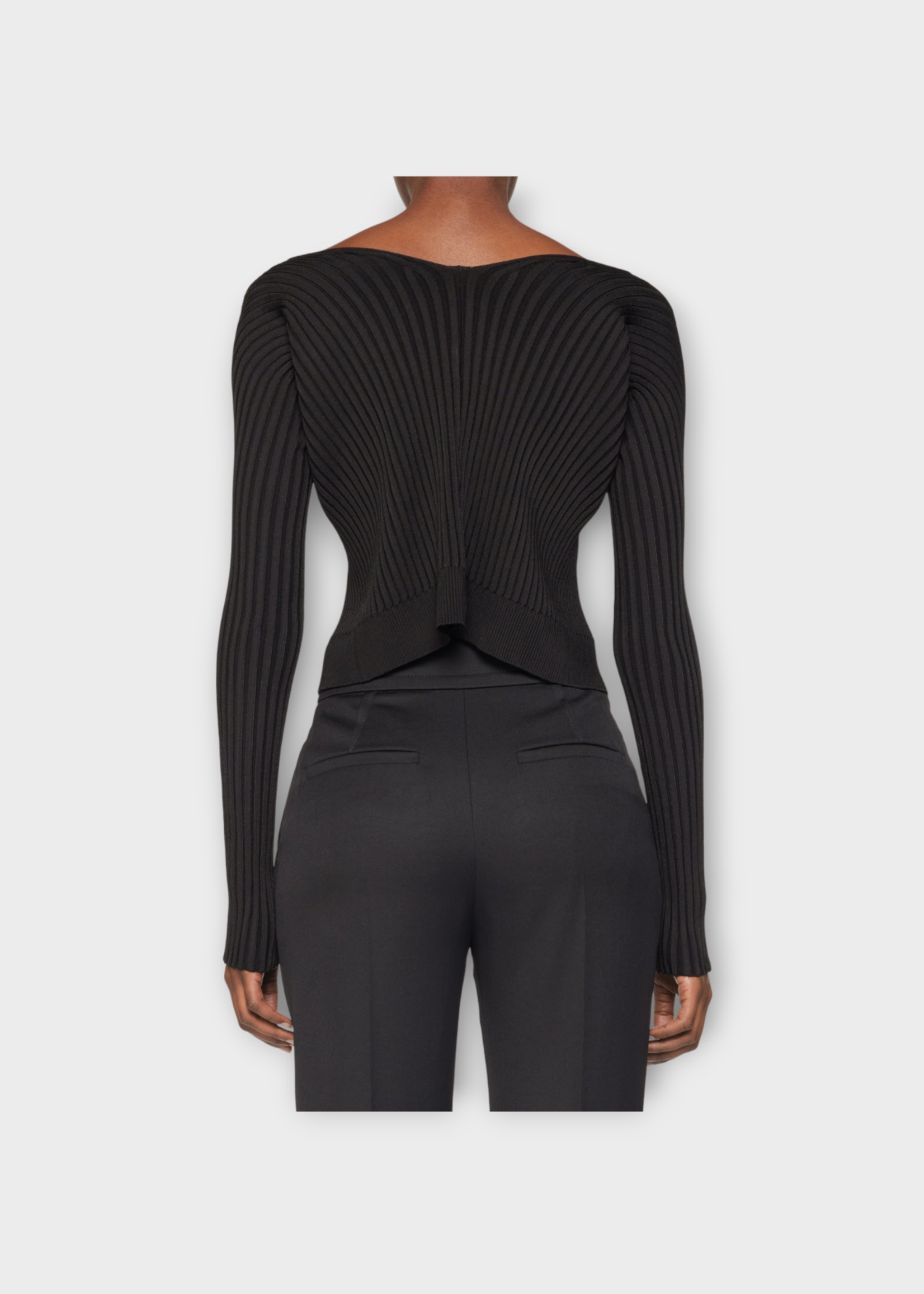 Jacquemus Jacquemus Top, Black, La Maille Pralu Longue Seamless Cardigan In Black w/ Metal Charm Logo