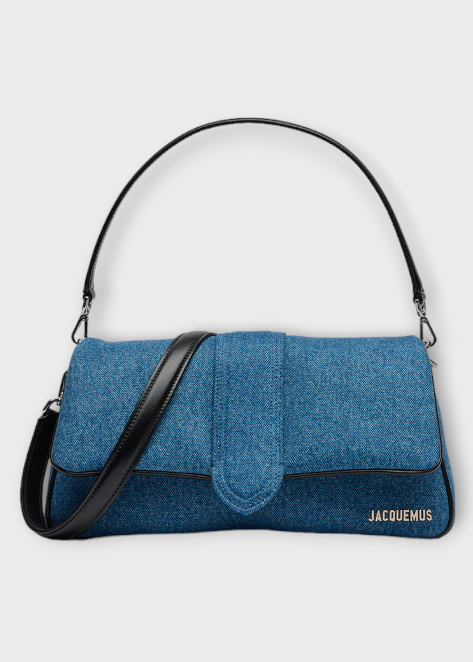 Jacquemus Jacquemus Bag, Blue, Le Bambimou Denim Top Handle Magnetic Flap Closure Puffed Bag In Blue