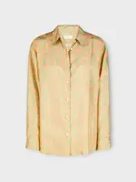 Dries Van Noten Dries Van Noten Shirt, Print, Clavel Lightweight Silk Satin Printed Bicolor Swirl Pattern Shirt In Peach & Green