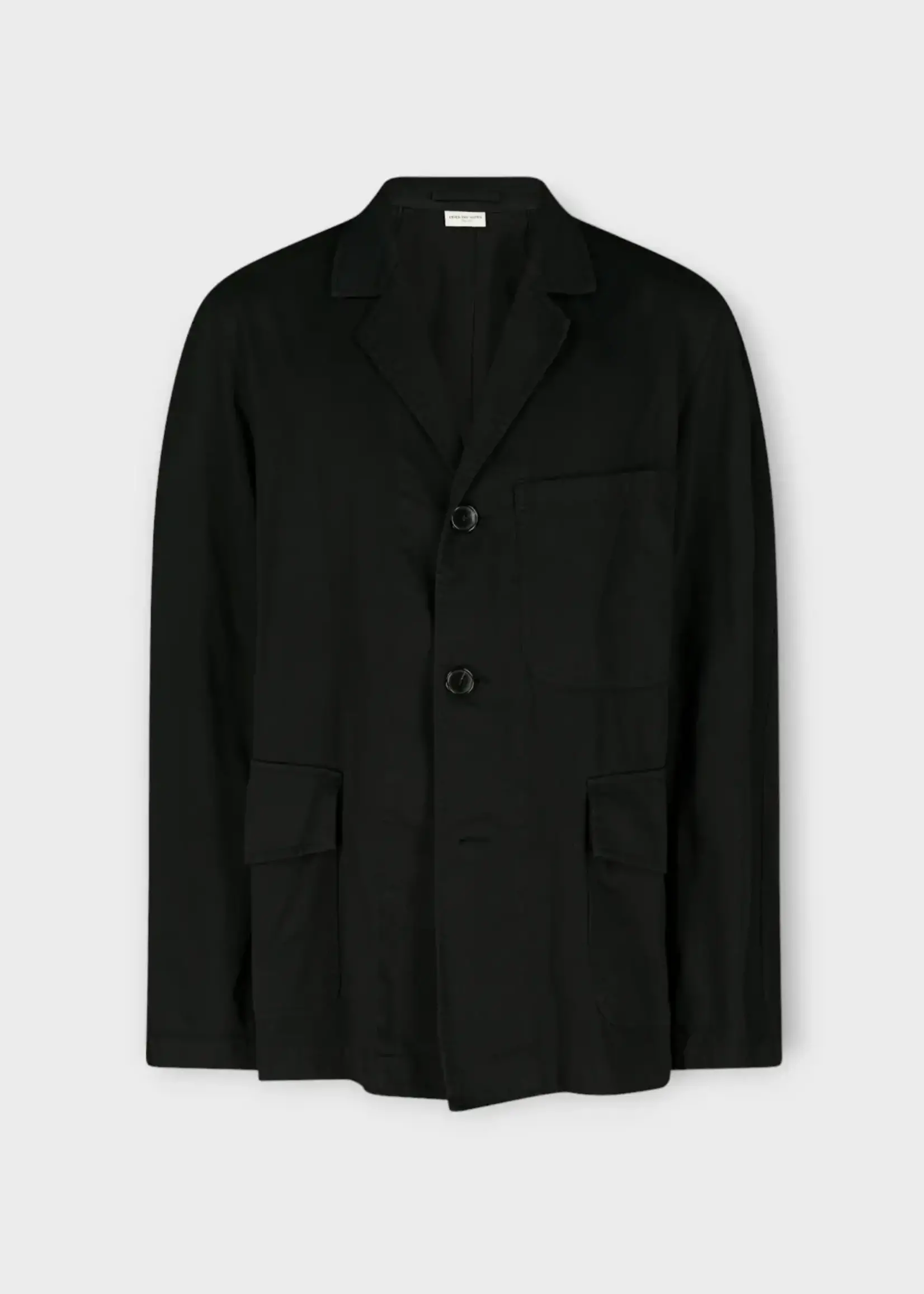 Dries Van Noten Dries Van Noten Jacket, Black, Bramptons Midweight Cotton Gabardine Dye Button Up Jacket In Midnight