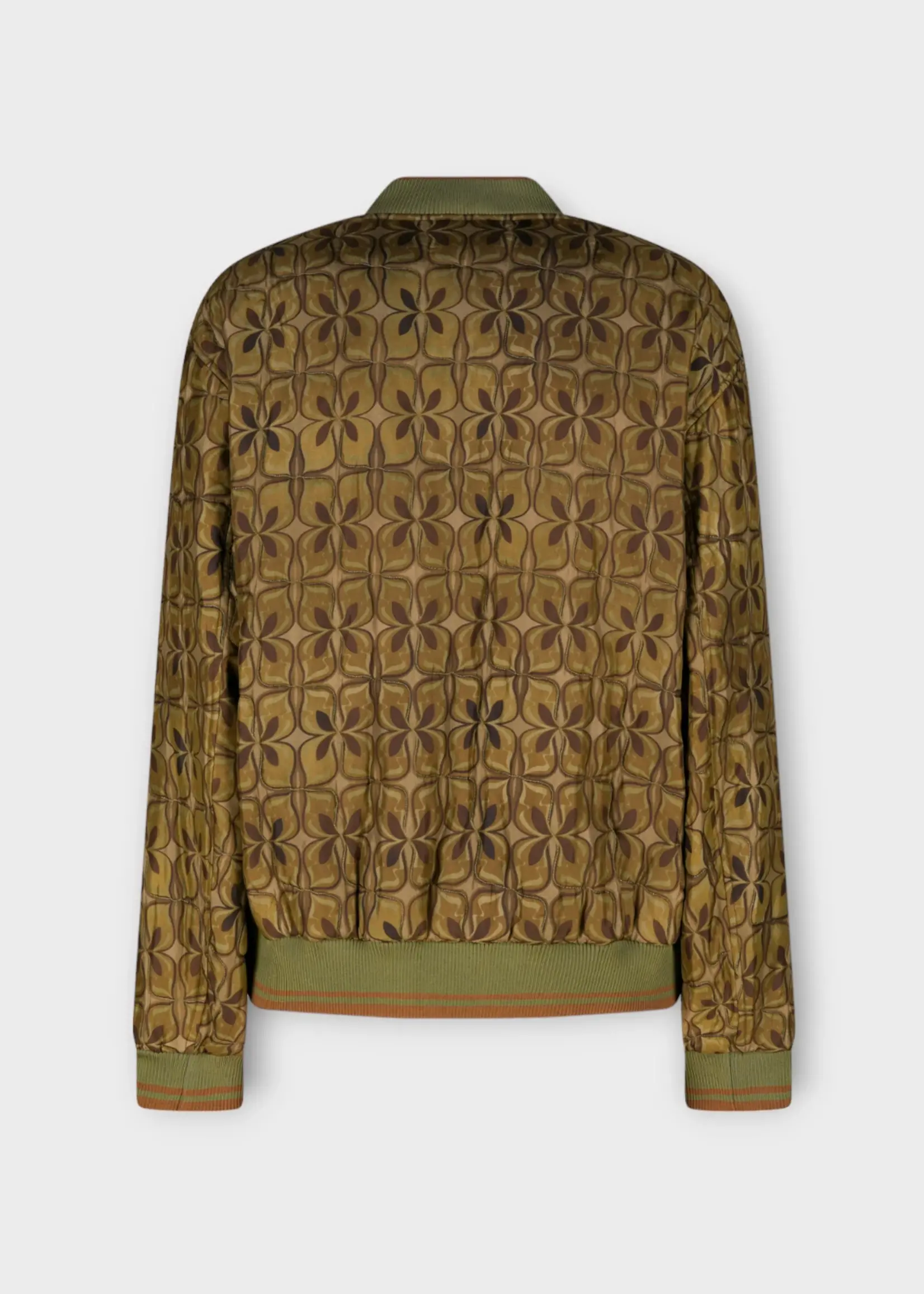 Dries Van Noten Dries Van Noten Jacket, Print, Volker Super Lightweight Quilted Printed Silk Ponge Zip Up Bomber In Brown