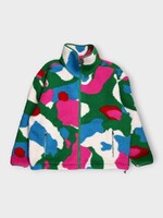 J.W. Anderson J.W. Anderson Jacket, Multi, Abstract Graphic Fleece High Neck Zip Up Jacket In Pink & Multi