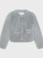Celine Celine Jacket, Grey, Goat Cashmere Roud Neck Button Up Cardigan Jacket in Light Grey w/ Gold Buttons