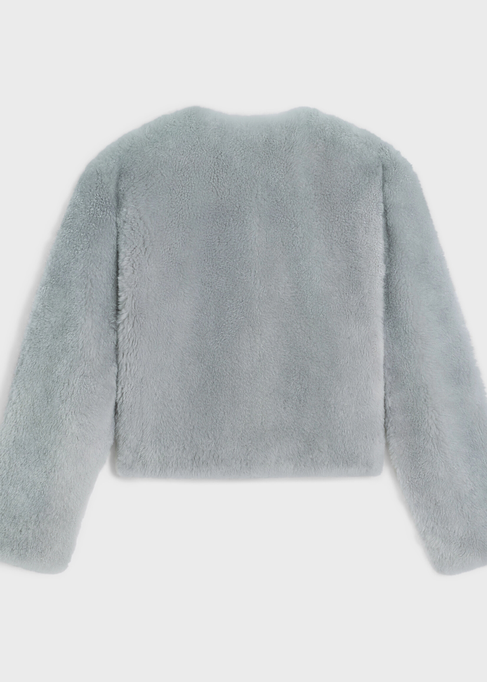 Celine Celine Jacket, Grey, Goat Cashmere Roud Neck Button Up Cardigan Jacket in Light Grey w/ Gold Buttons