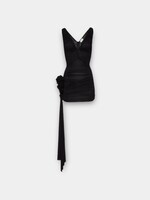 Magda Butrym Magda Butrym Dress, Black, V-Neck Sleeveless Ruffle Mini Dress w/ Tail
