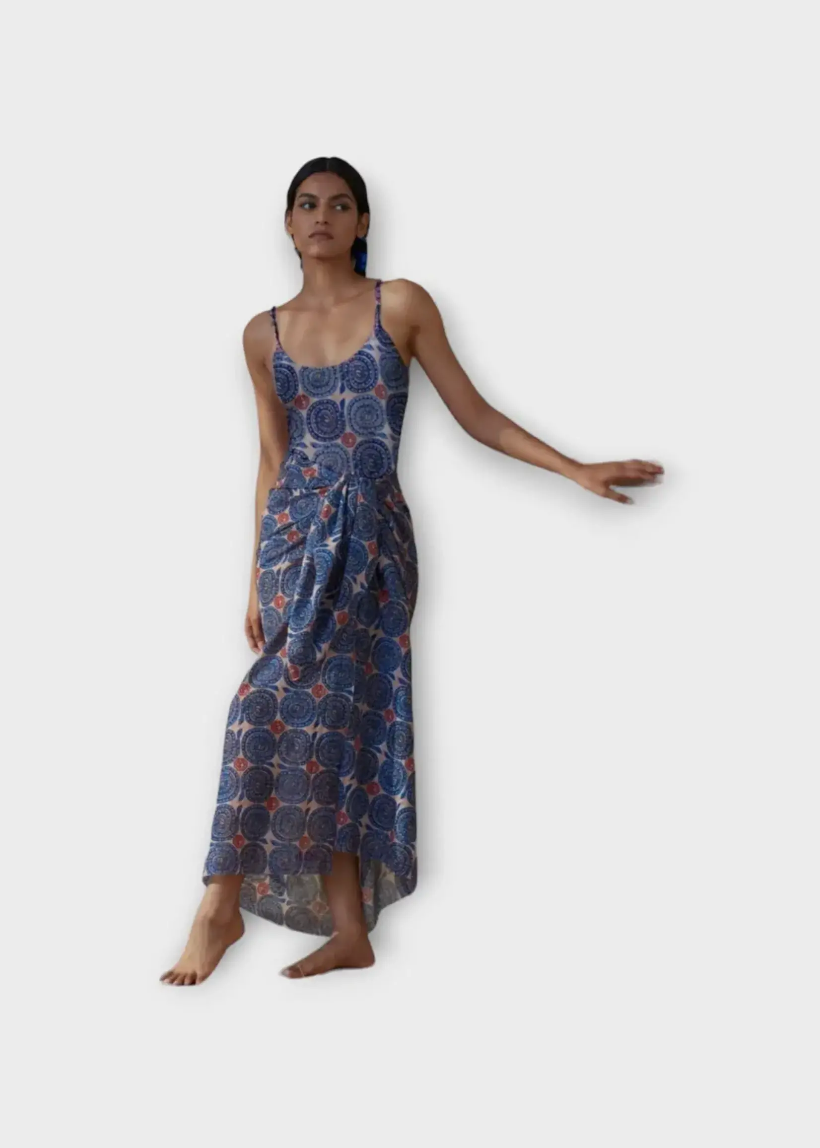 Muzungu Sisters Muzungu Sisters Skirt, Print, Sarong Cotton Draped Long Pareo Skirt In Cobalt w/ Snake Print