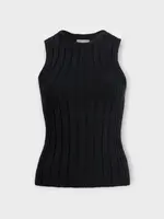 Khaite Khaite Top, Black, Manu Cotton Tank Crew Neck Sleeveless Ribbed Top In Black