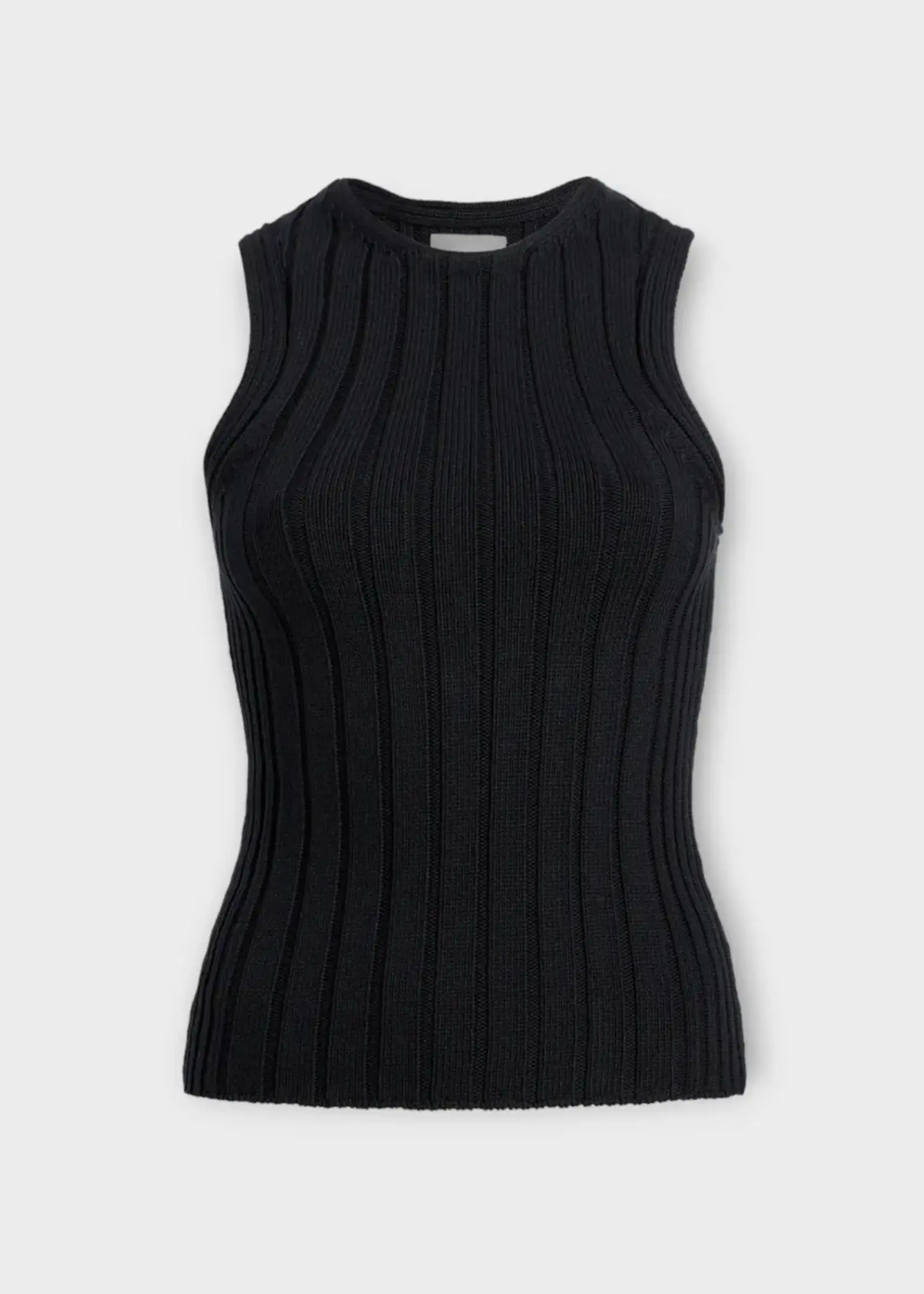 Khaite Khaite Top, Black, Manu Cotton Tank Crew Neck Sleeveless Ribbed Top In Black