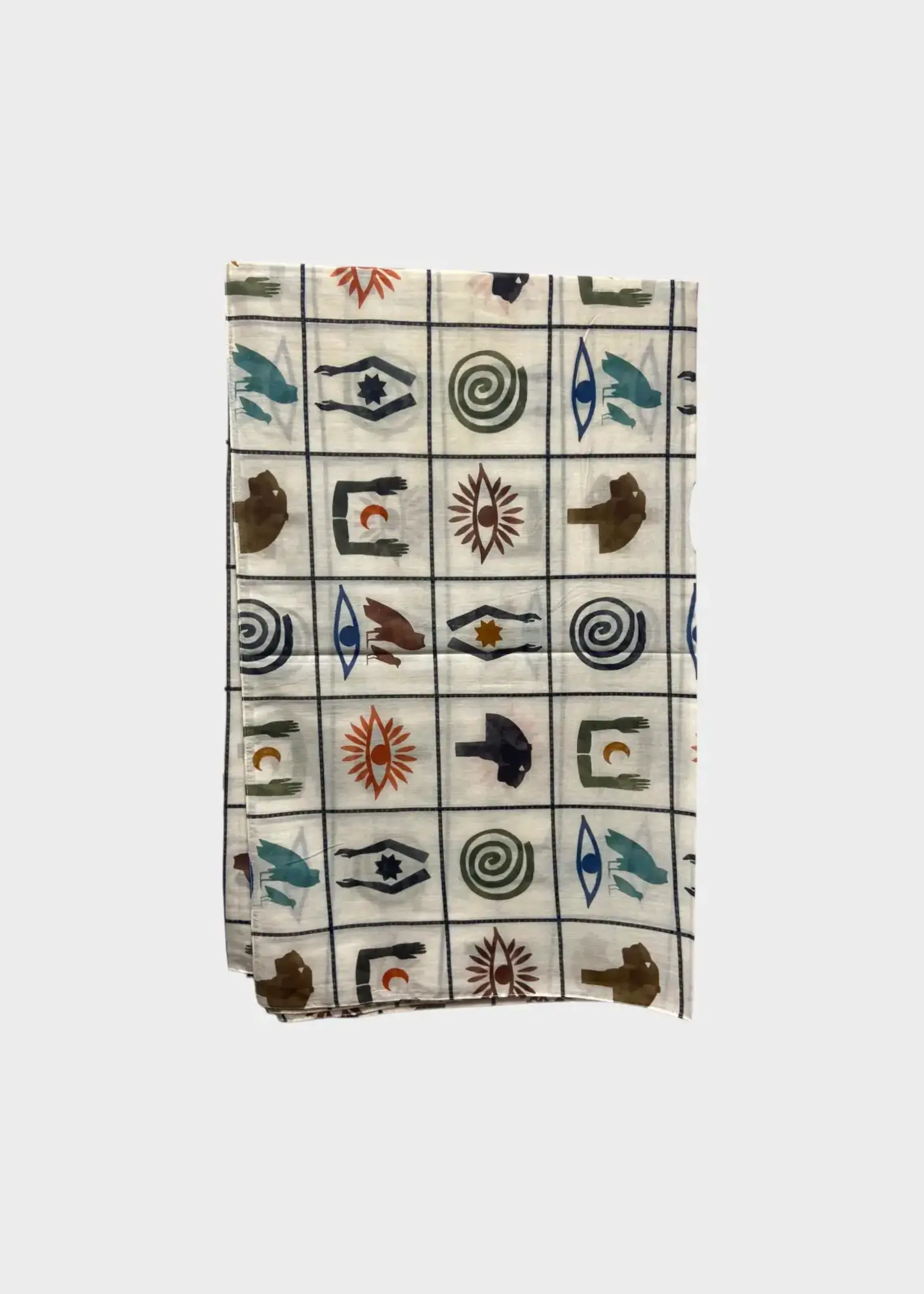 Muzungu Sisters Muzungu Sisters Skirt, Print, Sarong Cotton Draped Long Pareo Skirt In White w/ Nefertari Print