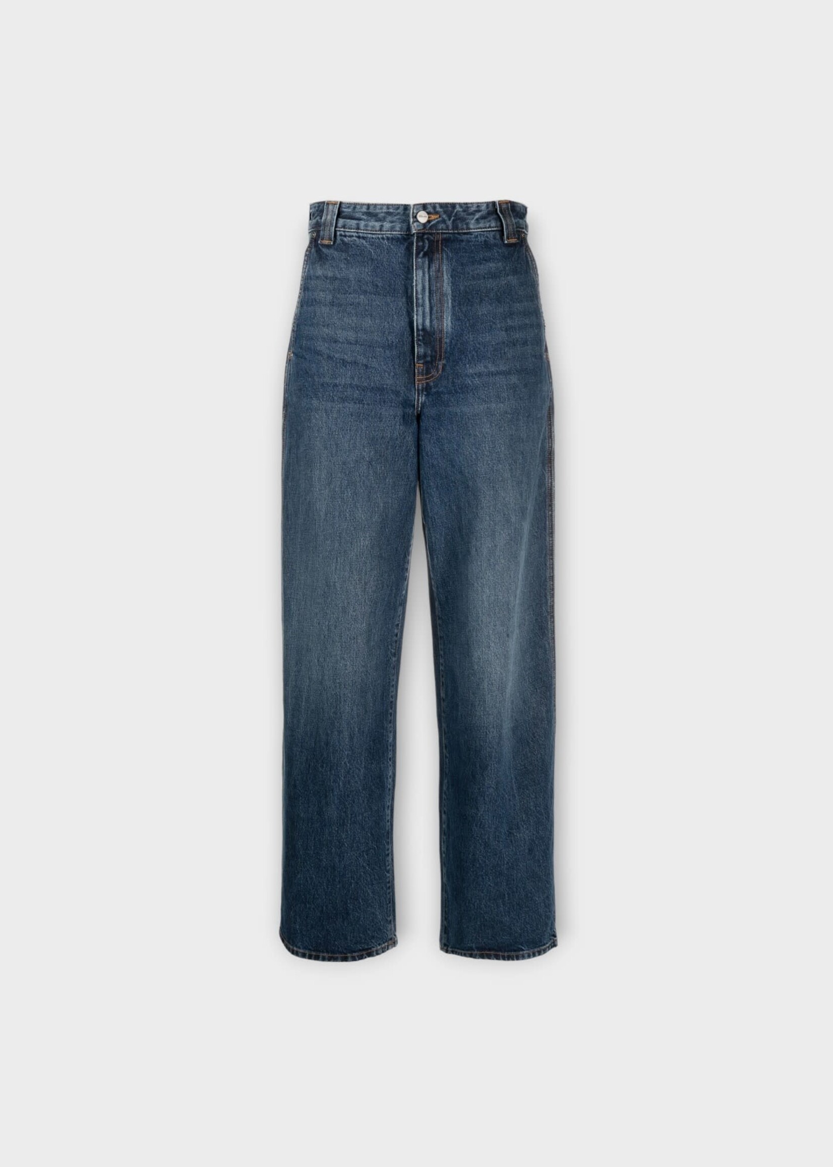 Khaite Khaite Jeans, Blue, Bacall Rigid Cotton Relaxed Fit Low Waist Denim Trousers In Archer
