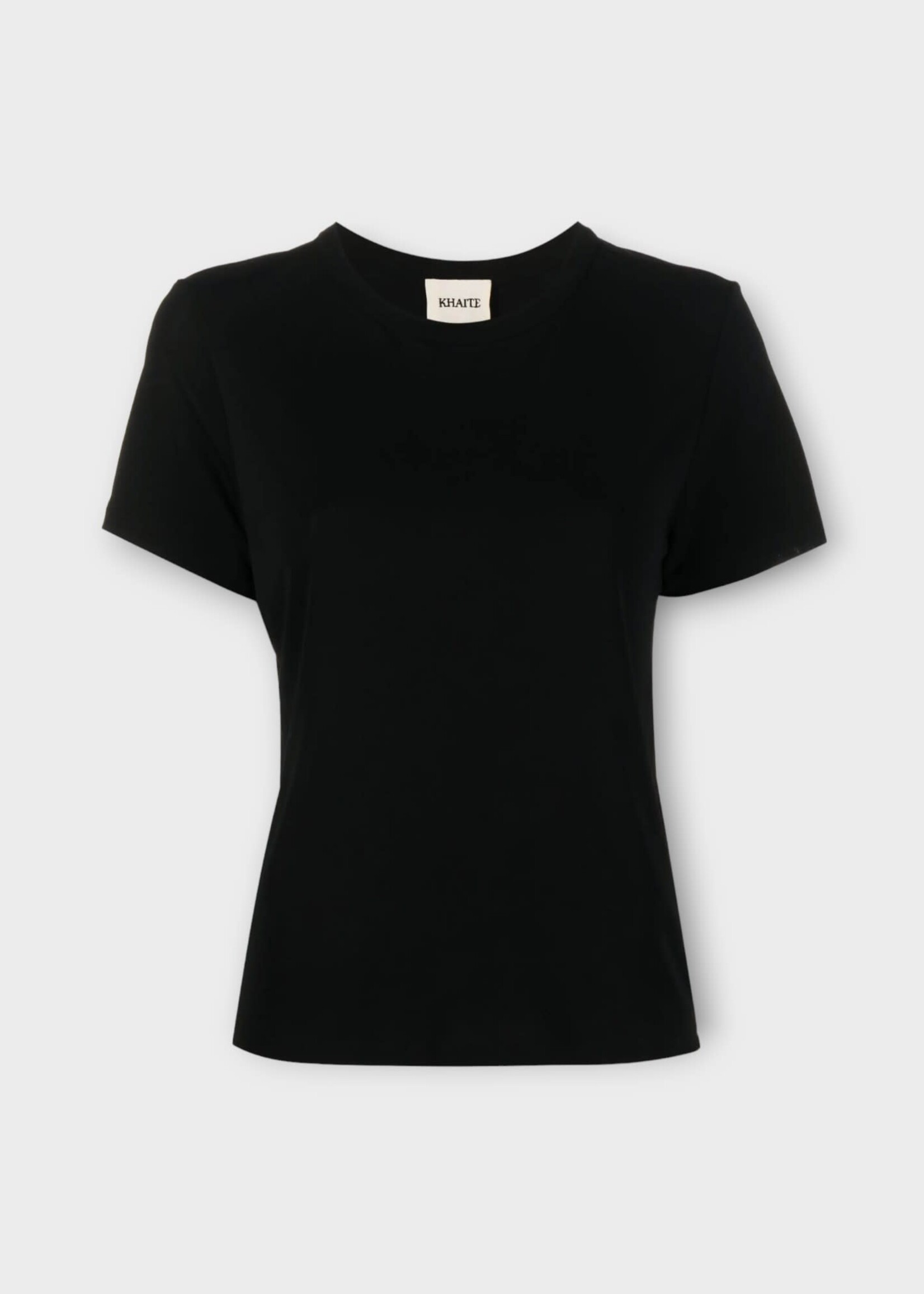 Khaite Khaite T-Shirt, Black, Emmylou Stretch Crepe Crew Neck Short Sleeve T-Shirt