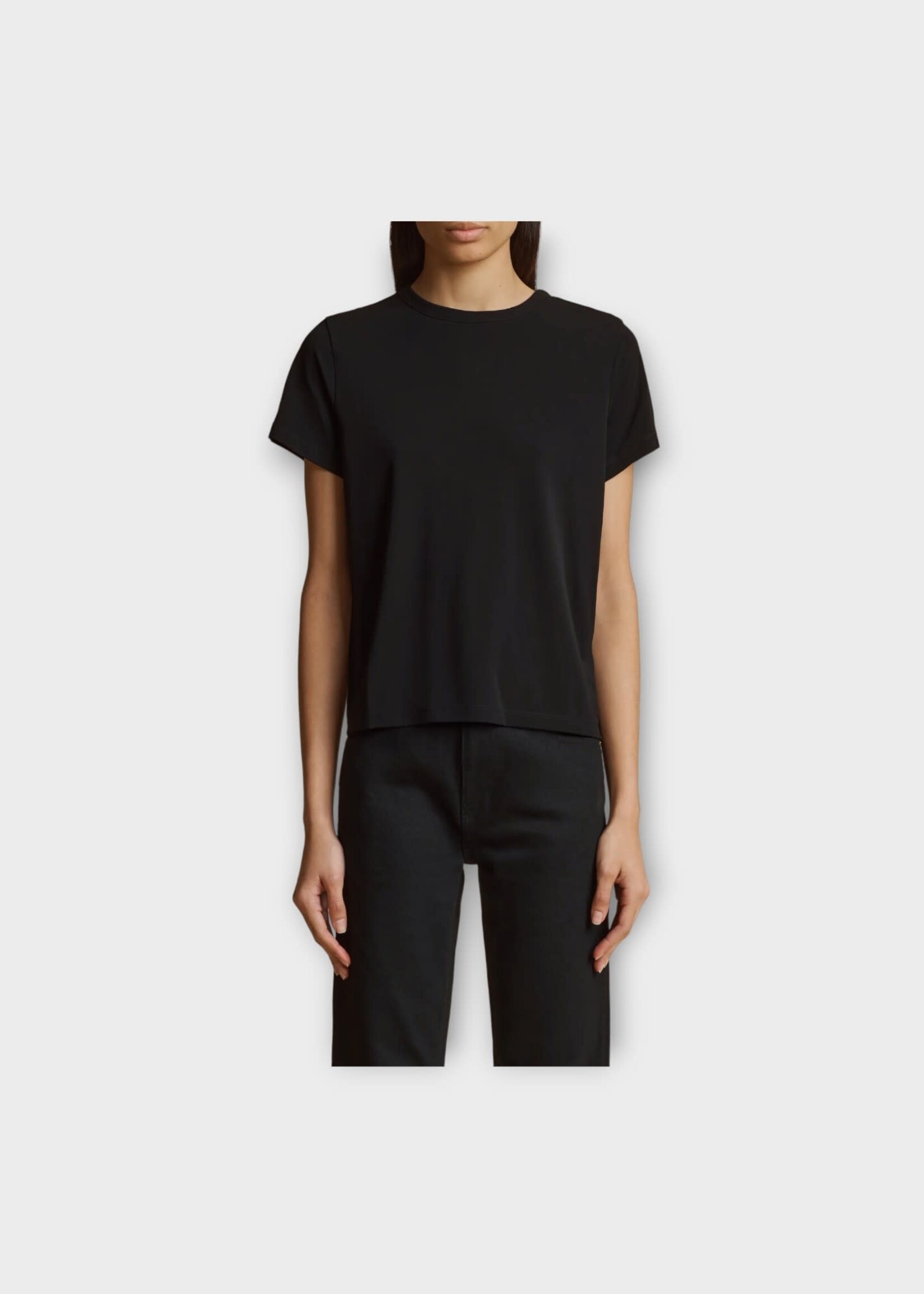 Khaite Khaite T-Shirt, Black, Emmylou Stretch Crepe Crew Neck Short Sleeve T-Shirt