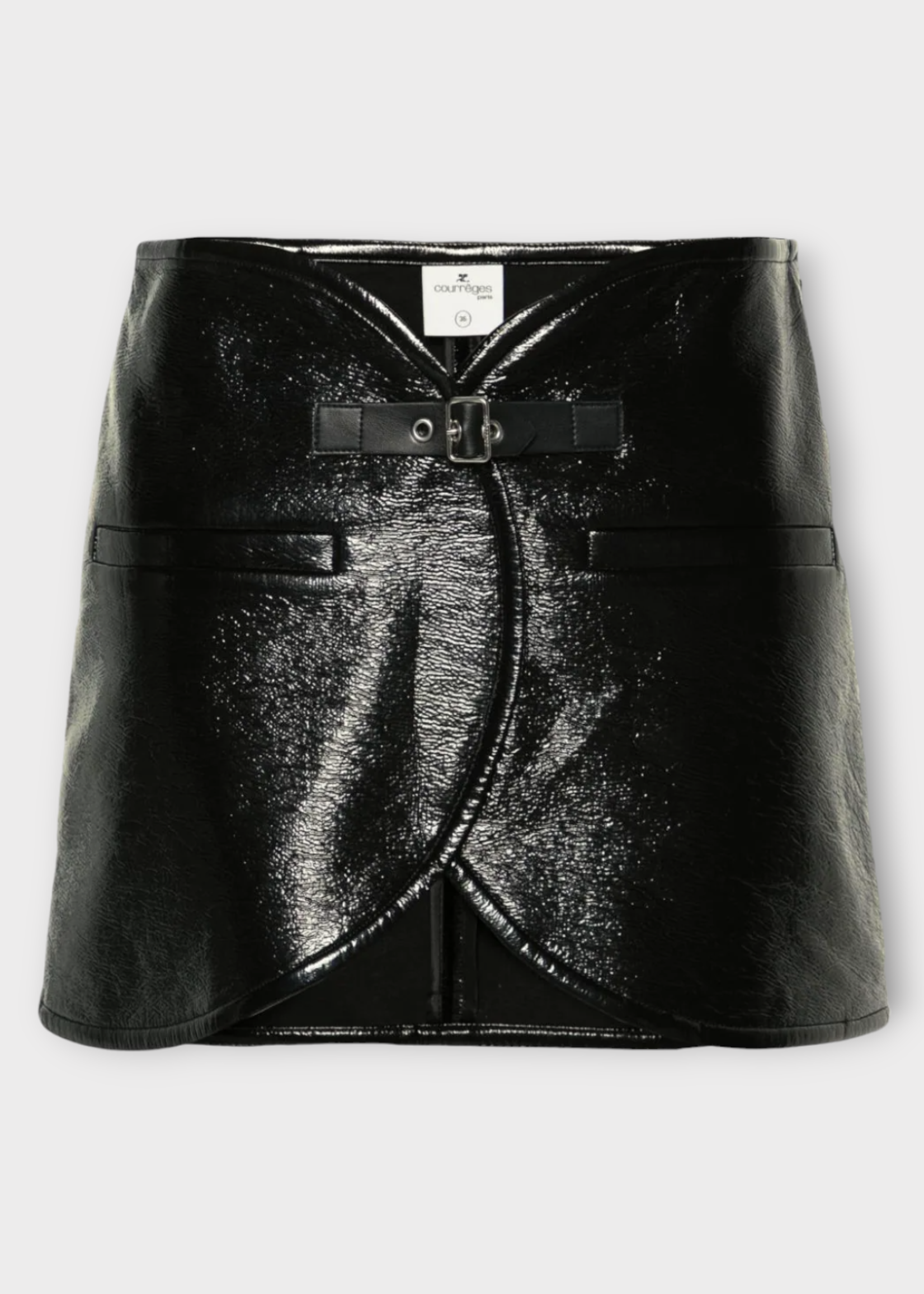 Courreges Courreges Skirt, Black, Ellipse Vinyl Mini Overlapping Skirt w/ Strap