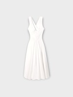Alaia Alaia Dress, White, Striped Openwork Poplin Deep V-Neck Sleeveless Crossback Long Dress
