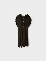 Celine Celine Dress, Multi, Short Sleeve Frills Stripe Dress in Noir & Beige
