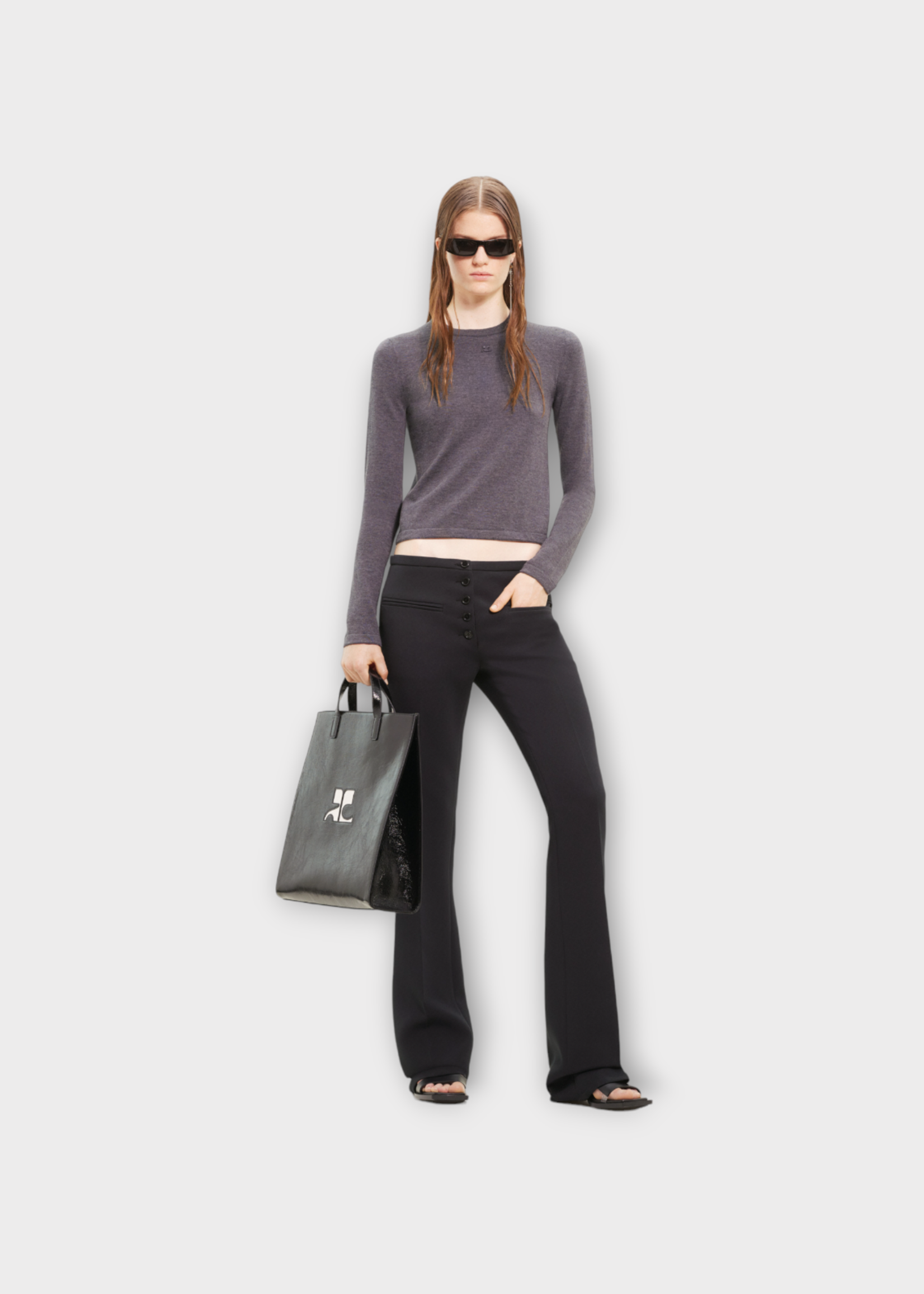 Courreges Courreges Knitwear, Grey, Light Wool Sweater In Medium Grey Melange