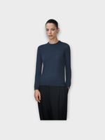 Partow Partow Sweater, Navy, Greta Virgin Wool Crew Neck Sweater In Ink