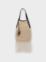 J.W. Anderson J.W. Anderson Bag, Beige, Popcorn Knitted Cotton Top Handle Shopper Bag In Natural w/ Fringes