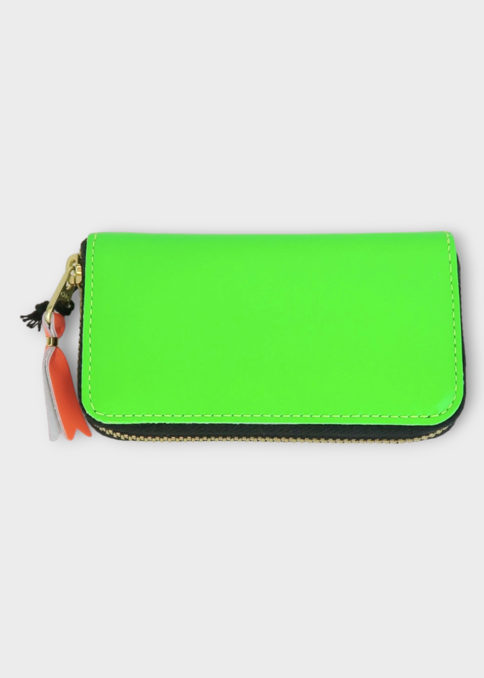 Comme des Garcons Play Comme des Garcons Play  Wallet, Green, Leather Zip Up Wallet in Super Fluo Green
