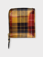 Comme des Garcons Play Comme des Garcons Play Wallet, Print, Leather Zip Up Wallet in Red & Yellow w/ Lenticular Tartan Print