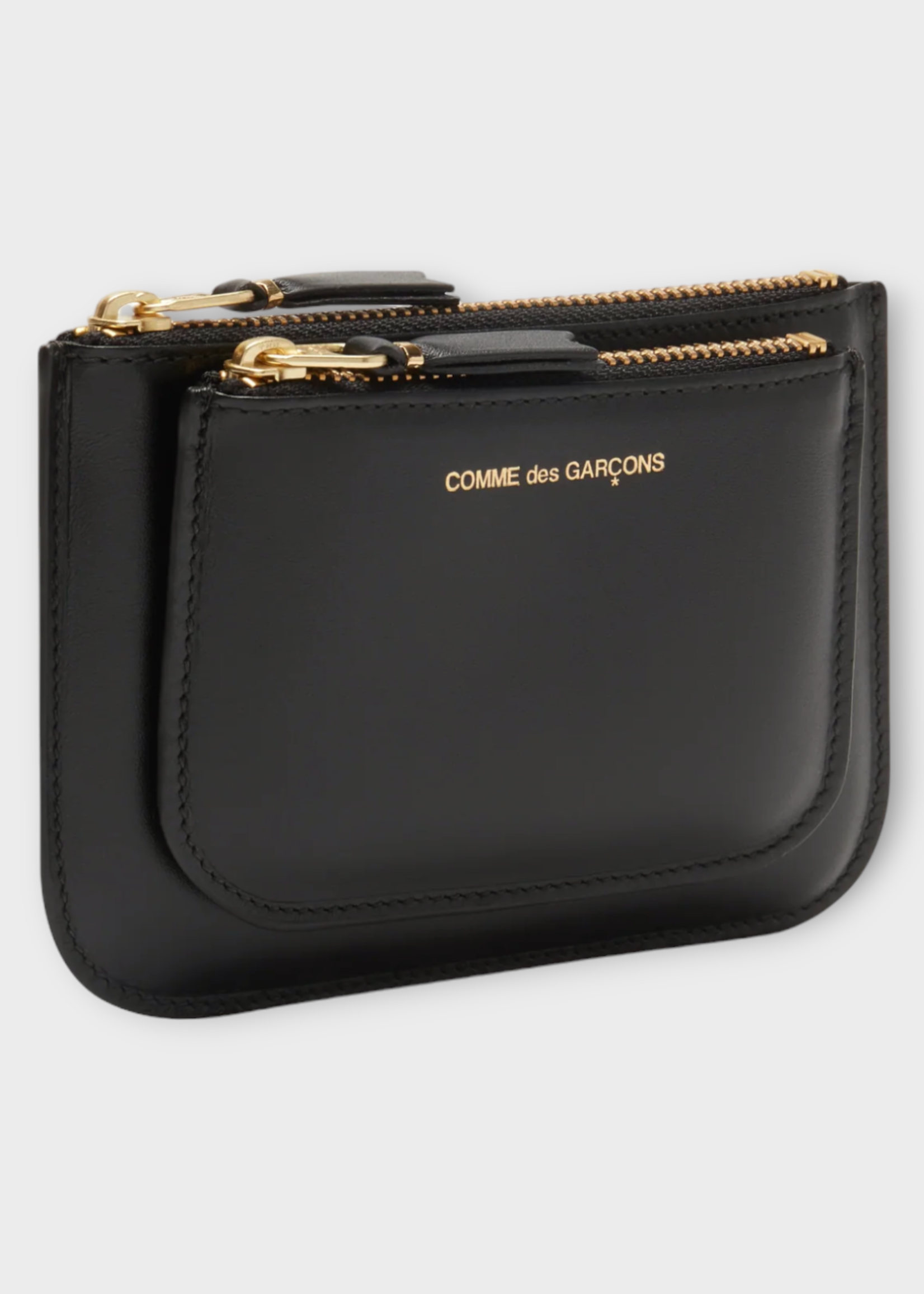 Comme des Garcons Play Comme des Garcons Play Wallet, Black, Leather Zip Up Wallet in Black w/ Outside Pocket