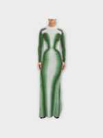 Y/Project Y/Project Dress, Multi, High Neck Long Sleeve Gradient Knitted Long Dress In Green & Silver