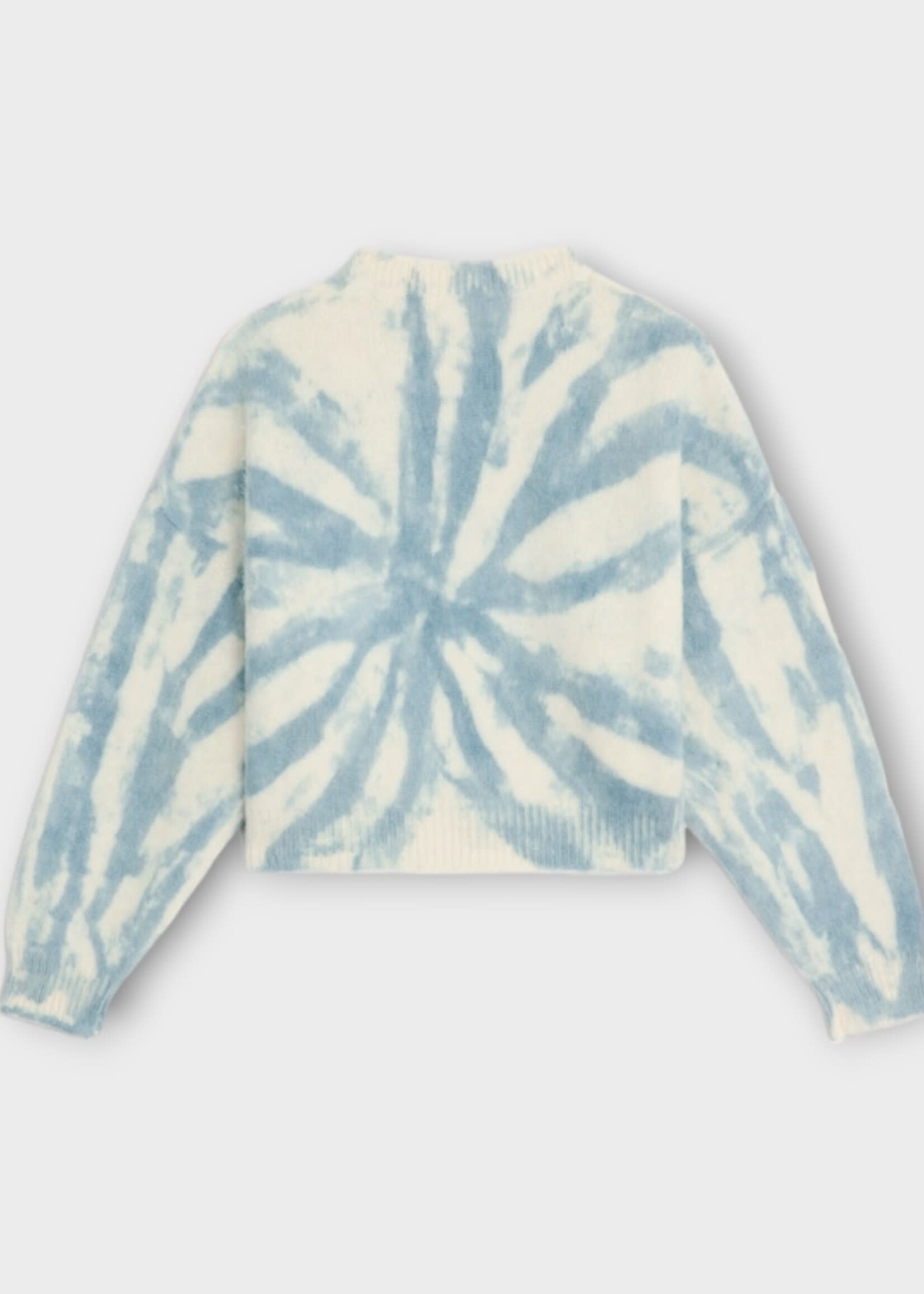 Celine Celine Knitwear, Multi, Alpaca Tie Die Cropped Pullover in Blue Denim