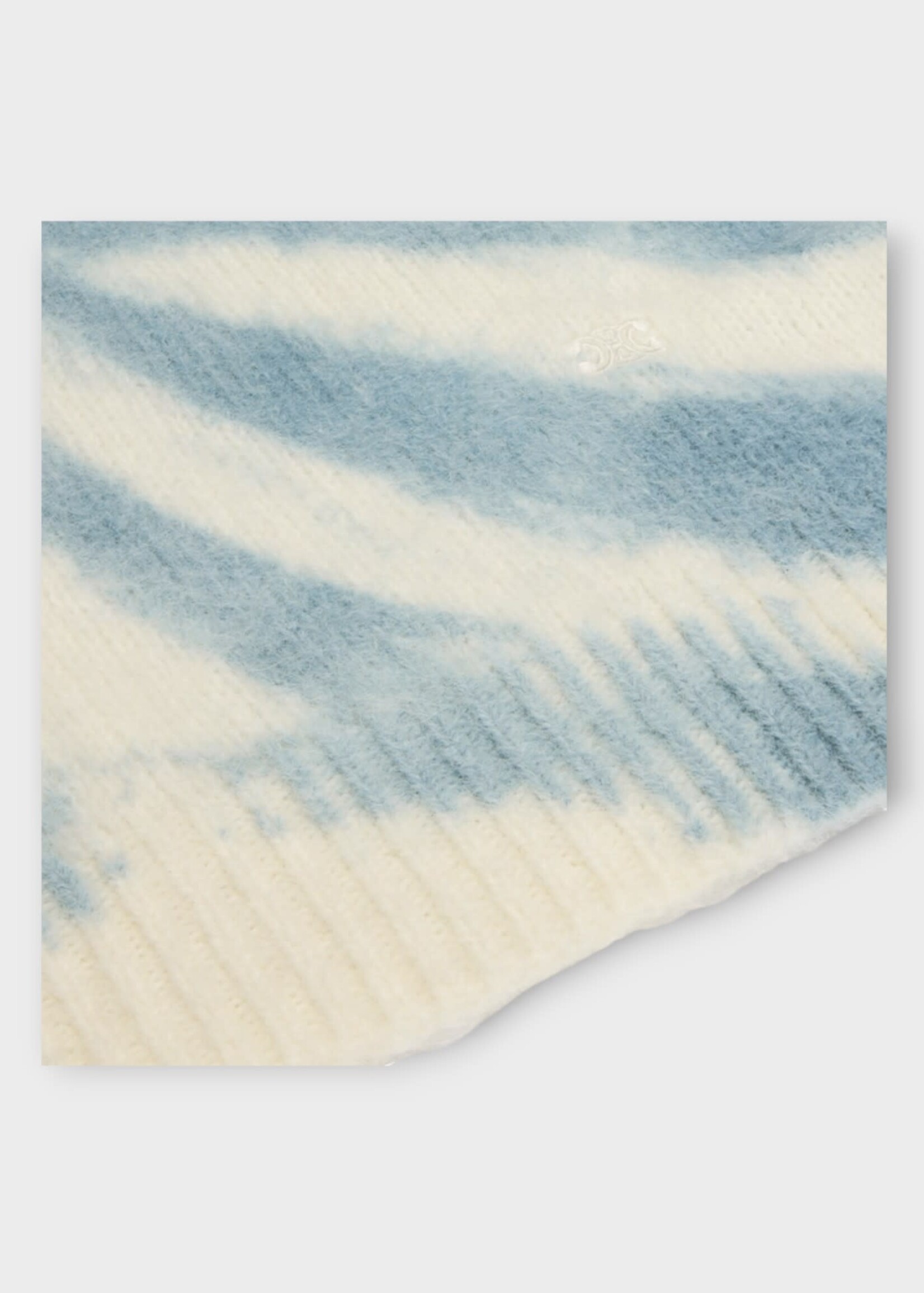 Celine Celine Knitwear, Multi, Alpaca Tie Die Cropped Pullover in Blue Denim