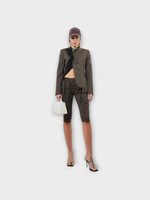 Ottolinger Ottolinger Jacket, Brown, Single Breasted Asymmetric Deconstructed Blazer In Brown Pinstripe