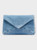 Dries Van Noten Dries Van Noten Bag, Blue, Cotton Denim Envelope Bag In Light Blue w/ Detachable Chain Shoulder Strap