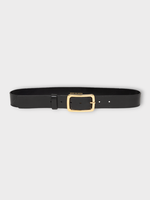 Dries Van Noten Dries Van Noten Belt, Black, Resined Leather Belt w/ Golden Buckle