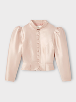 Destree Destree Jacket, Beige, Amoako Smart Collared Button Up Cropped Jacket In Niagara Nude w/ Puffy Shoulders
