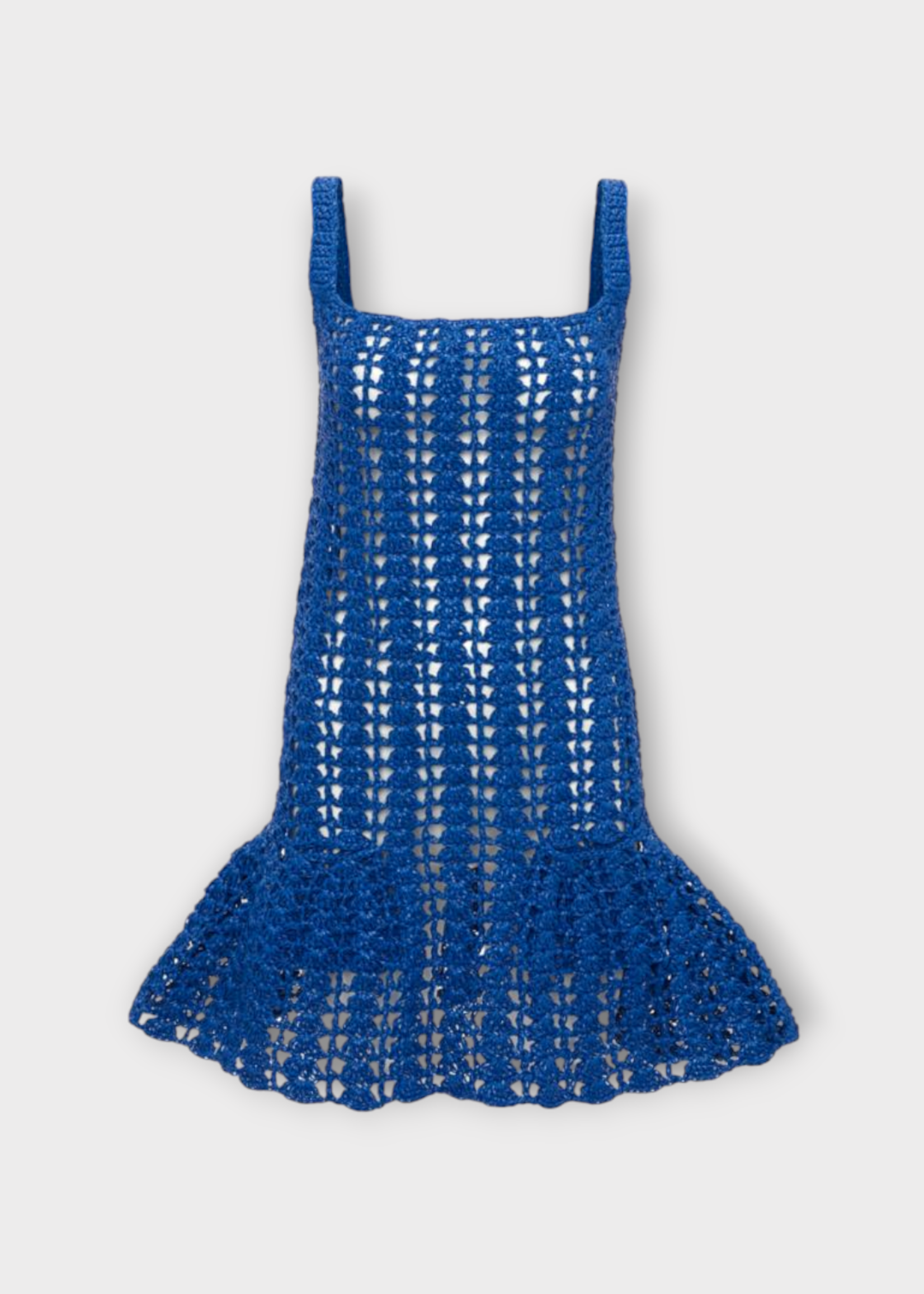 J.W. Anderson J.W. Anderson Dress, Blue, Crochet Crew Neck Sleeveless Mini Dress In Cobalt Blue