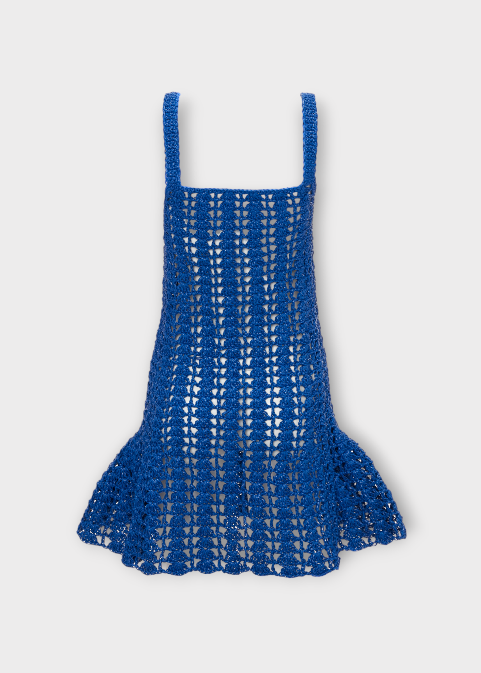 J.W. Anderson J.W. Anderson Dress, Blue, Crochet Crew Neck Sleeveless Mini Dress In Cobalt Blue