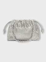 Loewe Loewe Bag, Silver, Flamenco Fringed Bag w/ Drawstring & Chain Strap