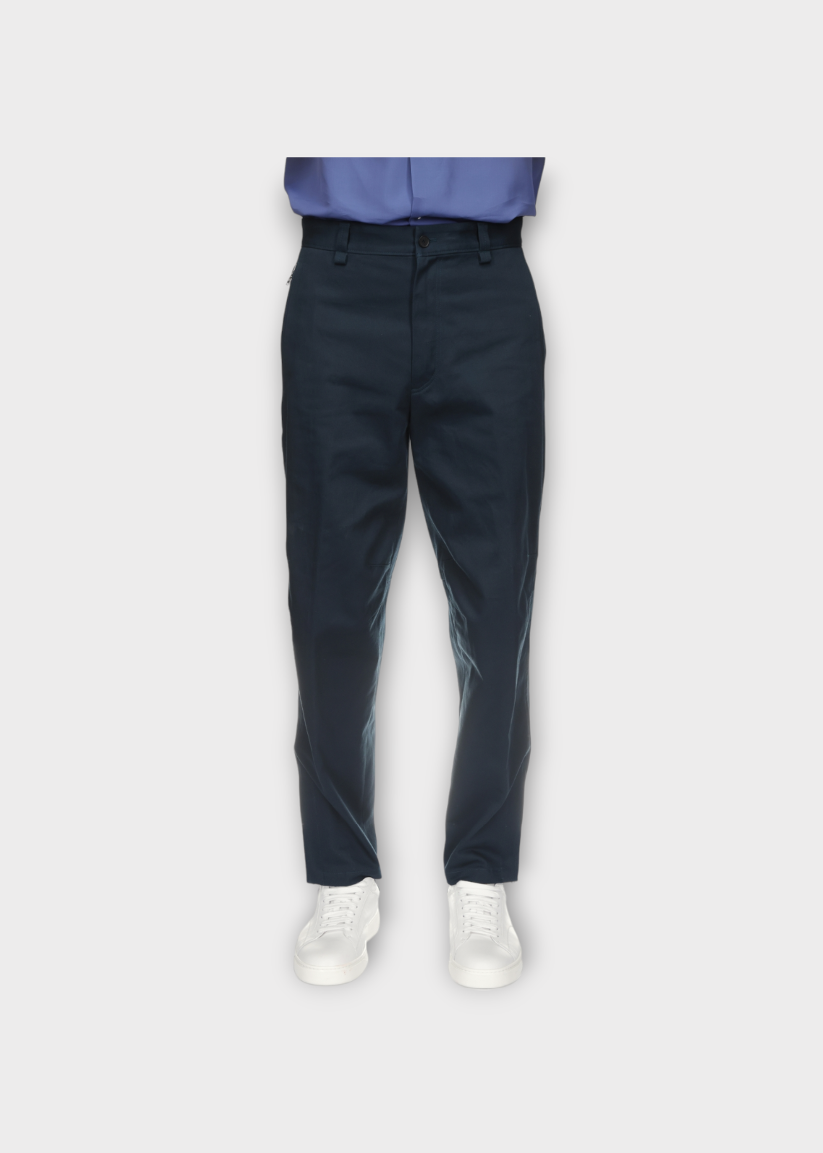 Lanvin Lanvin Trousers, Blue, Biker Twill Straight Leg Pants In Storm