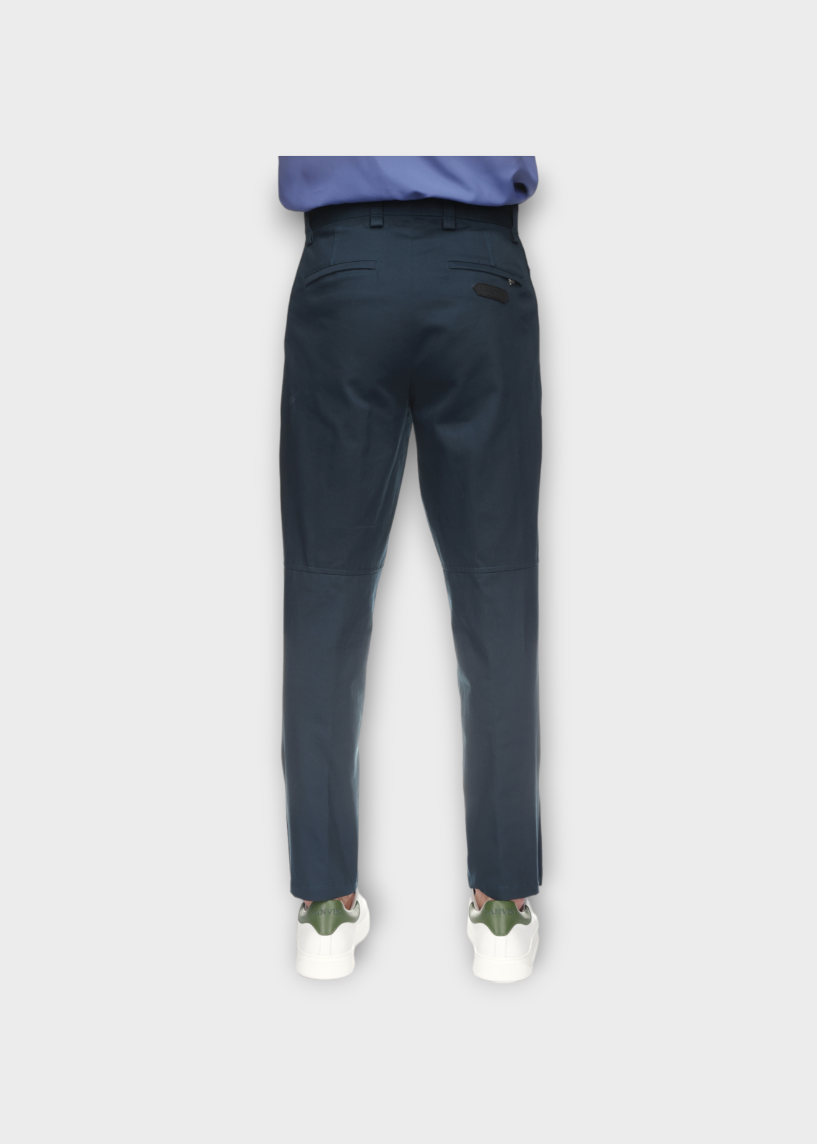 Lanvin Lanvin Trousers, Blue, Biker Twill Straight Leg Pants In Storm