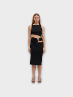 Christopher Esber Christopher Esber Skirt, Black, Orbit Compact Ribbed Midi Skirt In Black