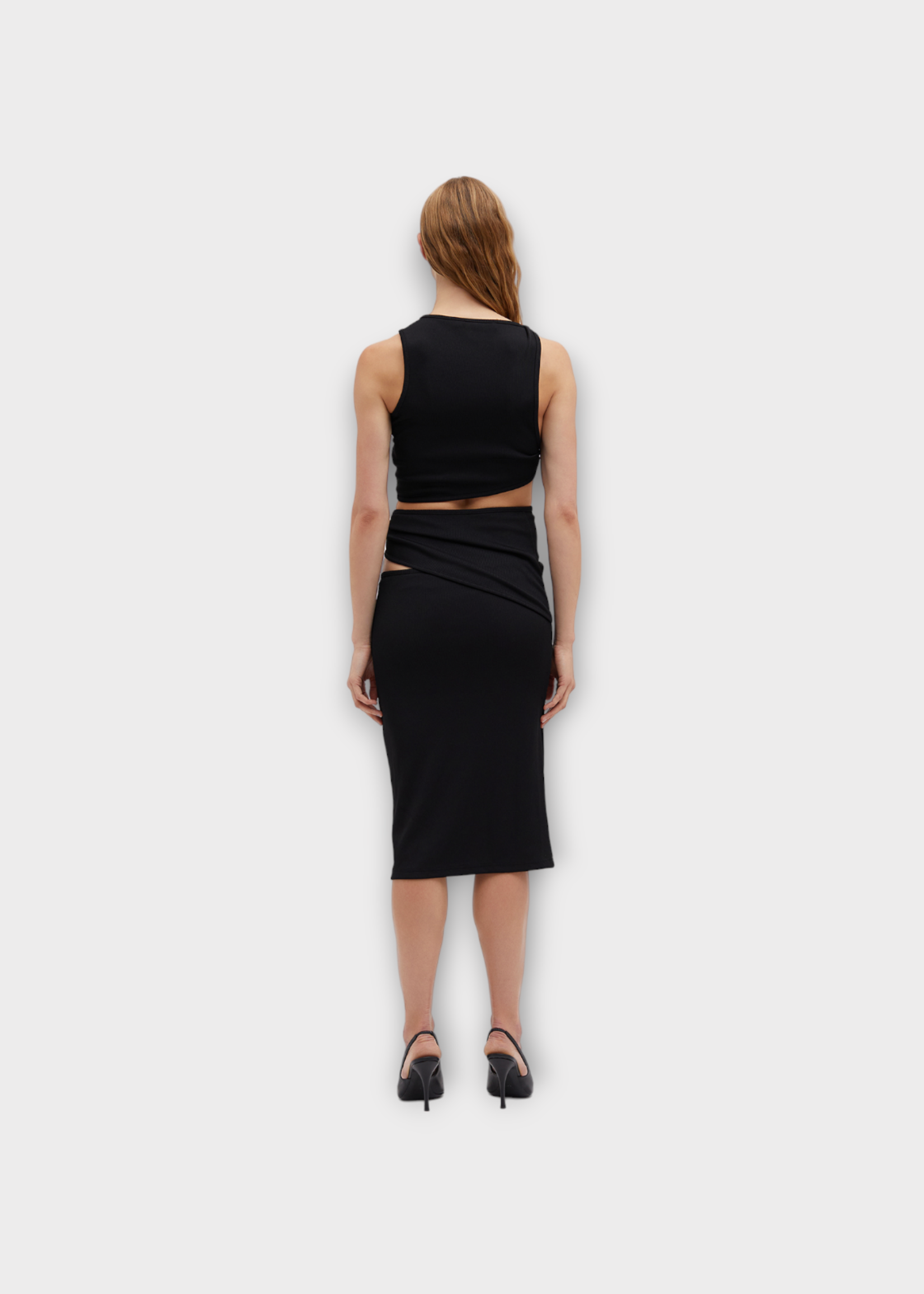 Christopher Esber Christopher Esber Skirt, Black, Orbit Compact Ribbed Midi Skirt In Black