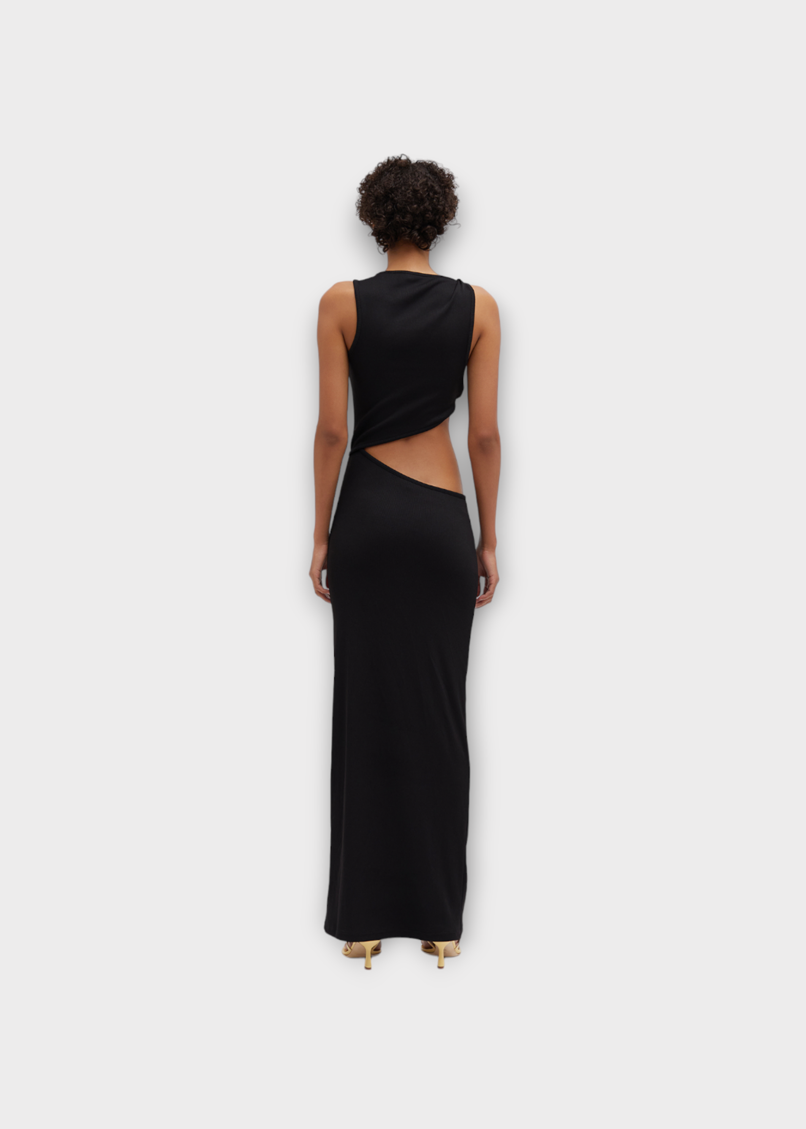 Christopher Esber Christopher Esber Dress, Black, Stone Scythe Tank Compact Ribbed Long Dress In Black w/ Cut Out & Agathe Stone