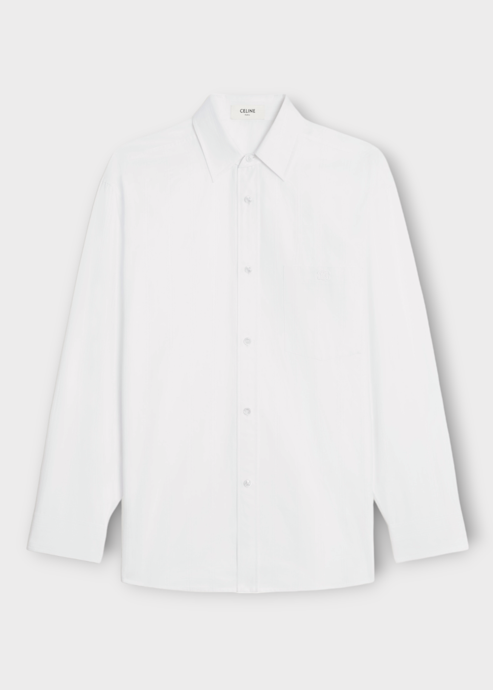 Celine Celine Shirt, White, Cotton & Linen Chemise Tommy Triomphe Voile Oversized Shirt w/ Chest Pocket