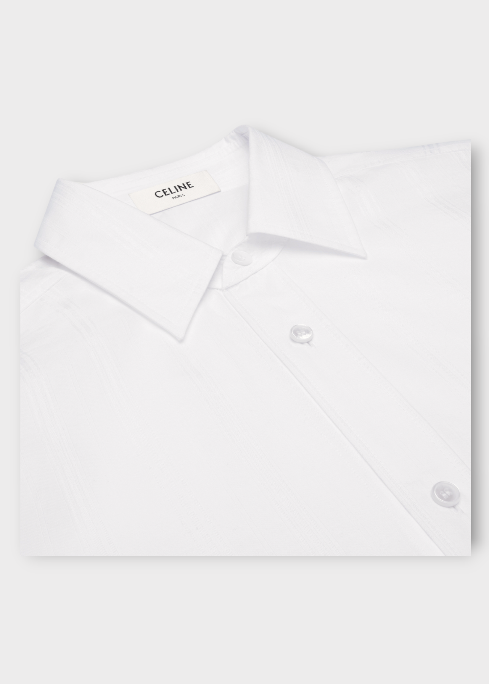 Celine Celine Shirt, White, Cotton & Linen Chemise Tommy Triomphe Voile Oversized Shirt w/ Chest Pocket