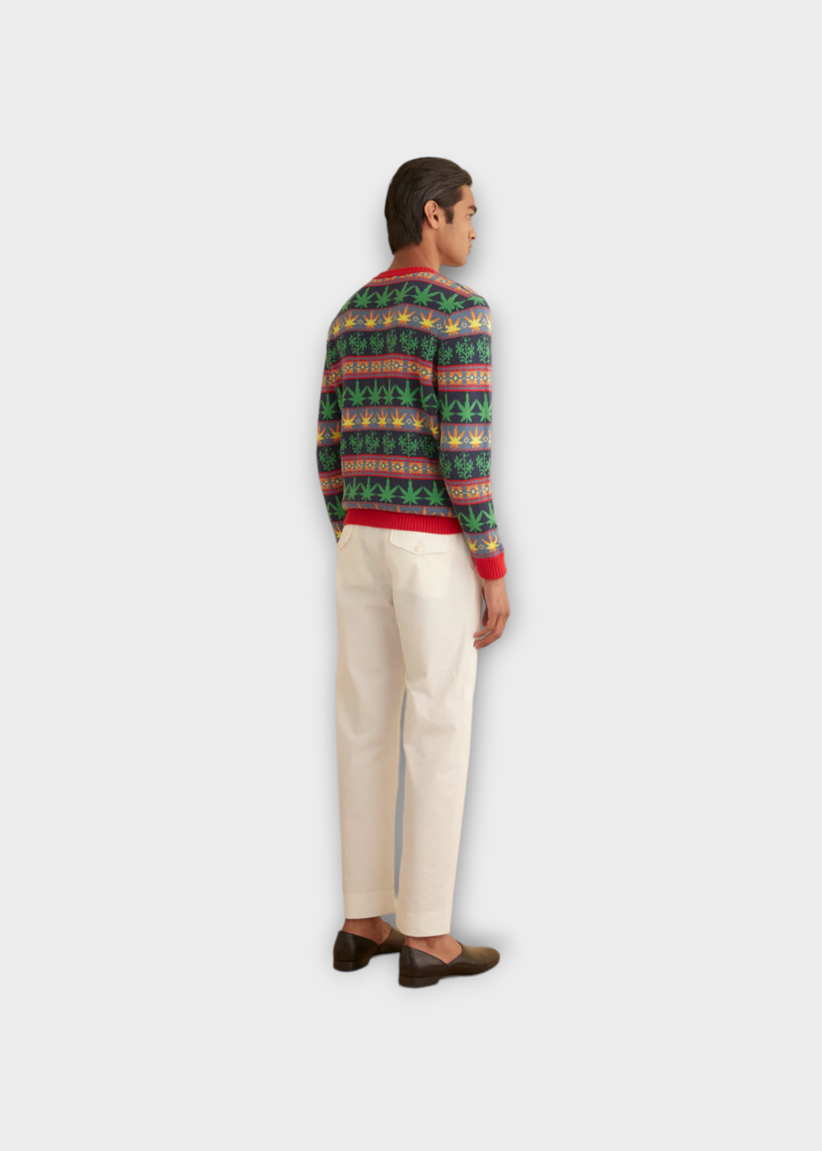 Bode Bode Knitwear, Multi, Marin Cotton Crew Neck Jacquard Sweater In Multi w/ Botanical Pattern