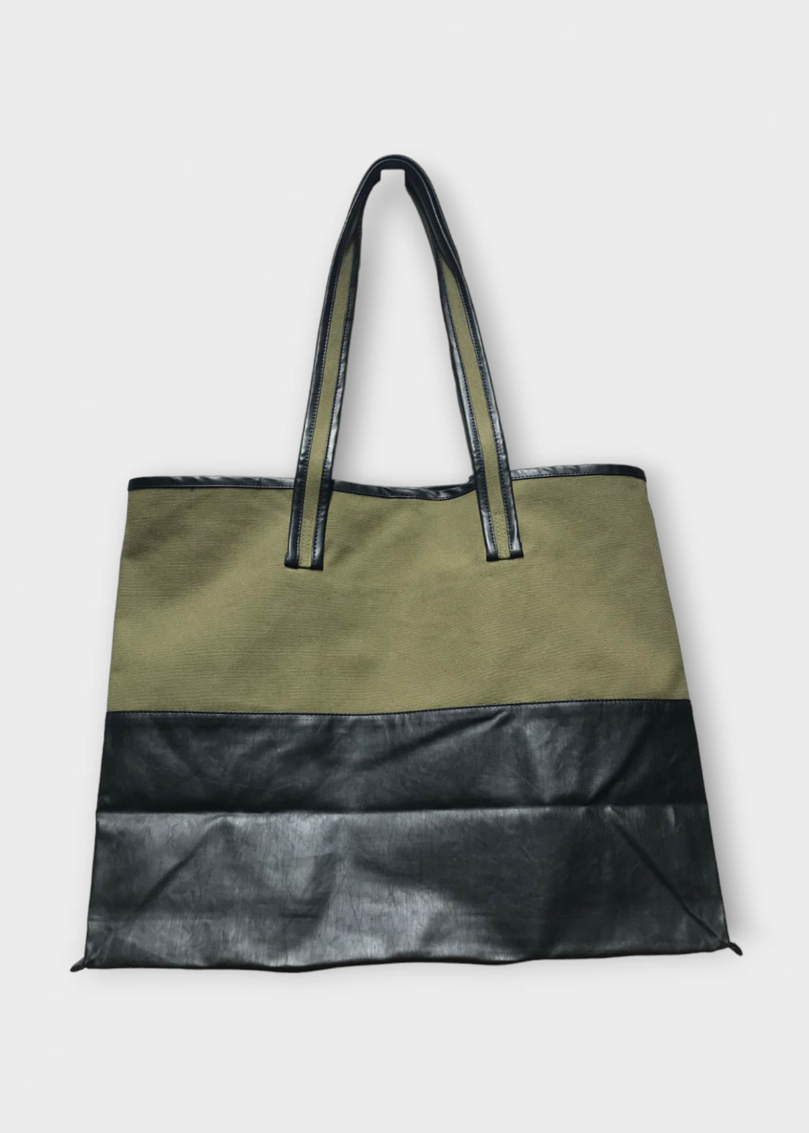 Kassl Kassl Bag, Multi, Bi-Color Canvas Tote Bag In Khaki & Oil Black