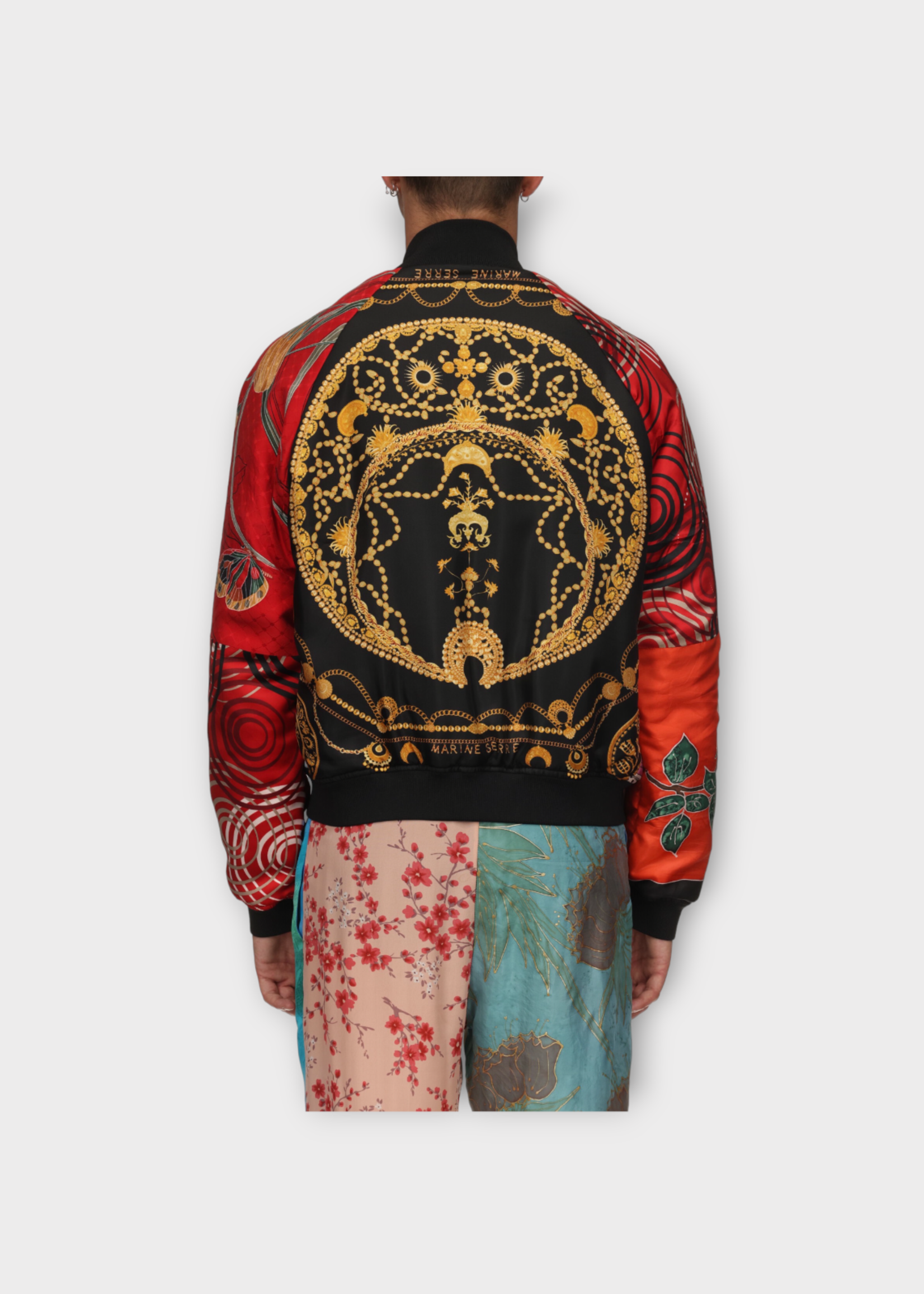 Marine Serre Marine Serre Jacket, Multi, Regenerated Silk Scarves Quilted Bomber Jacket In Multicolor