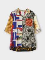 Marine Serre Marine Serre Shirt, Multi, Regenerated Silk Scarves Oversized Bowling Shirt In Multicolor