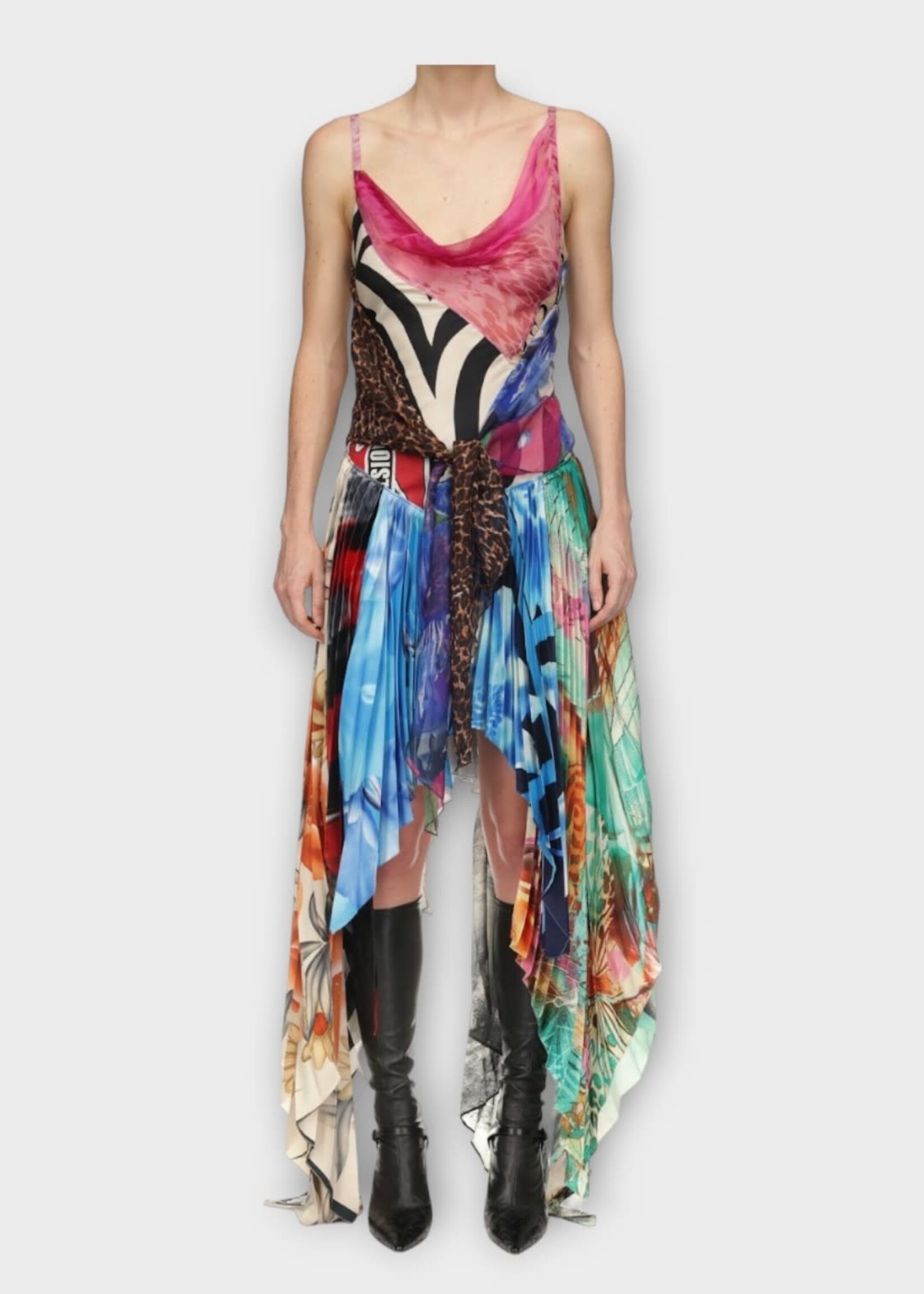 Marine Serre Marine Serre Dress, Multi, Regenerated Silk Scarves Strap Dress In Multicolour