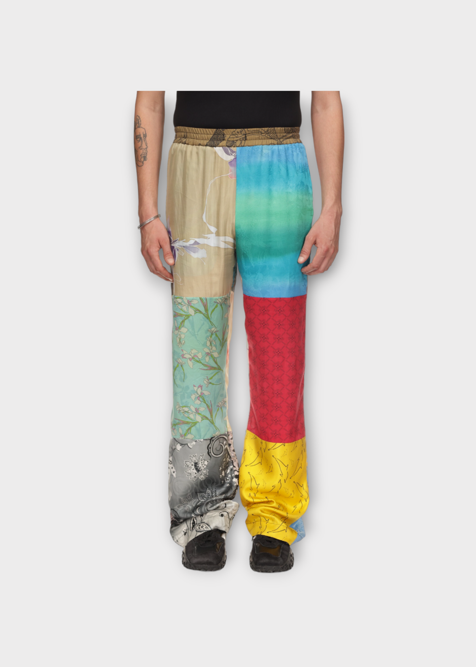 Marine Serre Marine Serre Trousers, Multi, Regenerated Silk Scarves Elastic Waist Fluid Pants In Multicolor