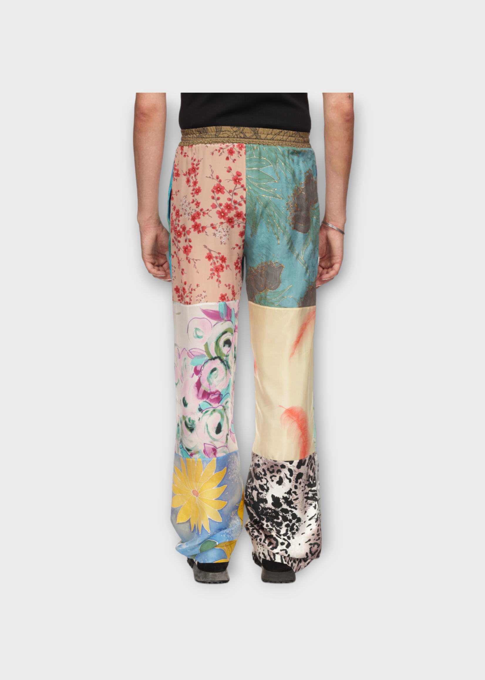 Marine Serre Marine Serre Trousers, Multi, Regenerated Silk Scarves Elastic Waist Fluid Pants In Multicolor