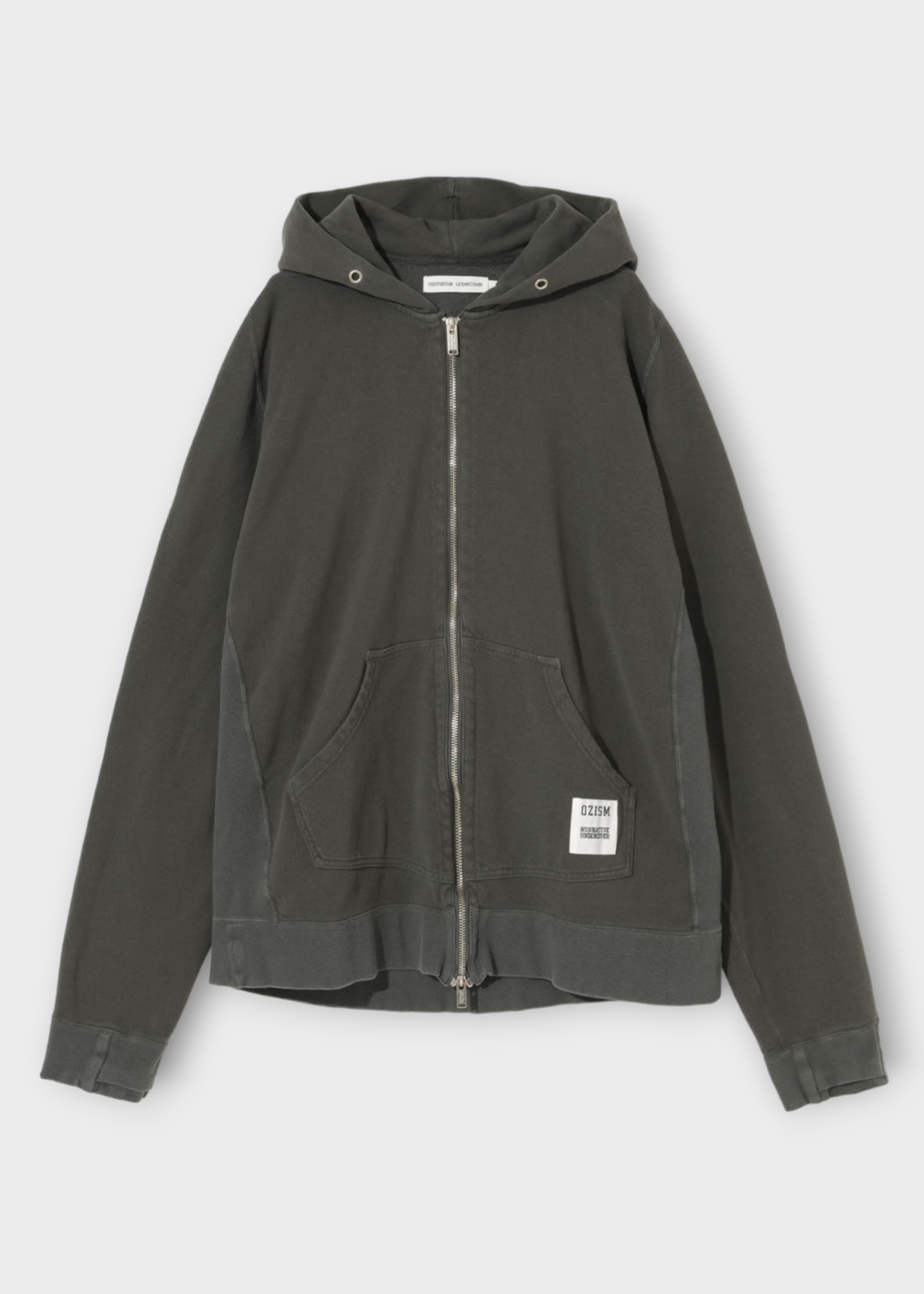 Undercover Undercover Sweatshirt, Grey, Cotton Zip Up Hoodie In Charcoal w/ Flap Pockets X Ozism Collection